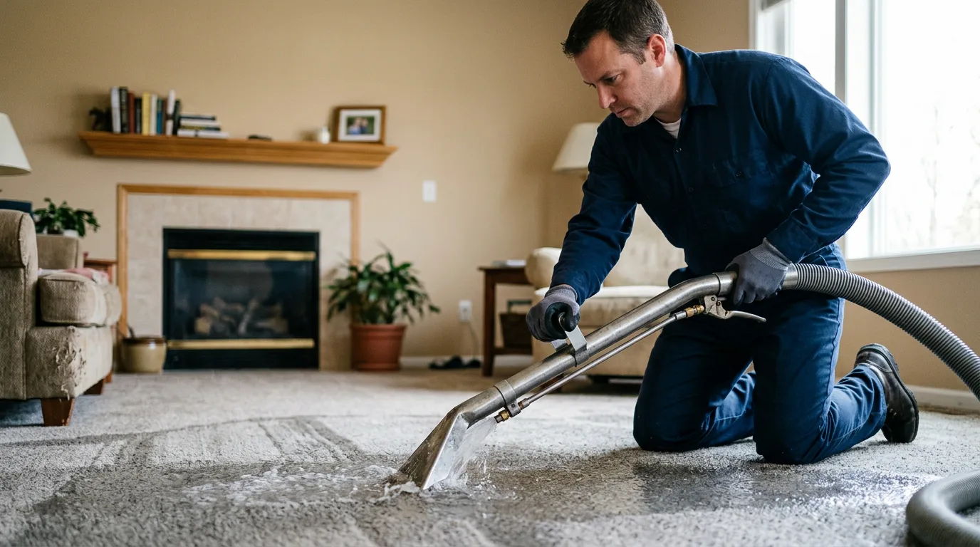 Water damage restoration technician working near Put In Bay, OH